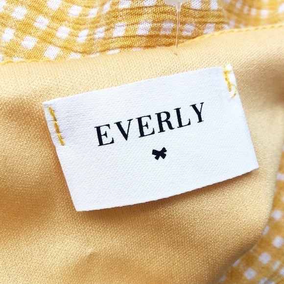 Everly mustard yellow/white checkered print tie front romper - Picture 3 of 5